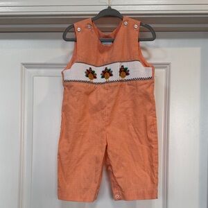 Gingham Orange Kids Jon Jon with Embroidery